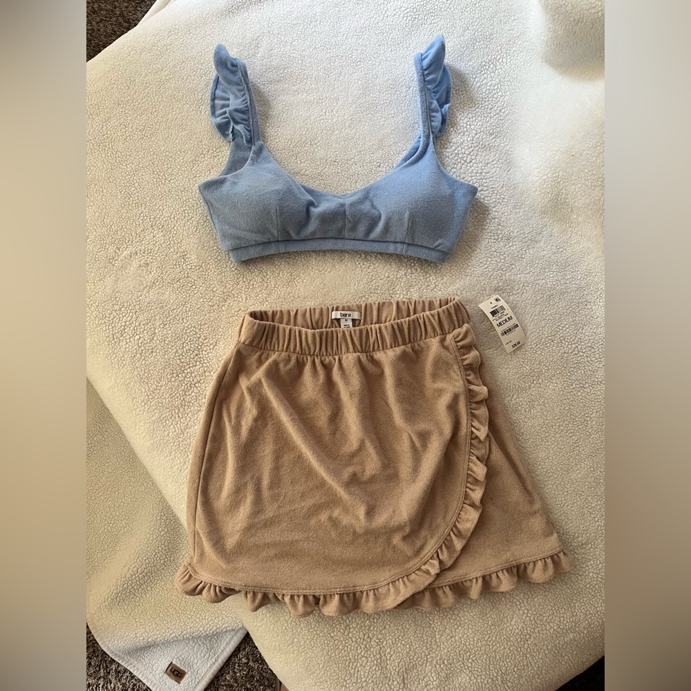 Bar III Terry cloth skirt and crop top.